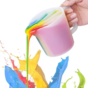 Timesrui Split Cup with Handle Silicone Reusable Fluid Art Split Cups with 5 Channels for Acrylic Paint Resin Art Paint Pouring