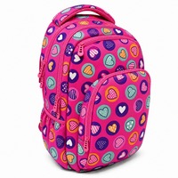 Sac à dos scolaire personnalisé pour enfants avec sangle réfléchissante, réutilisable, avec logo, imprimé cœur rose vif