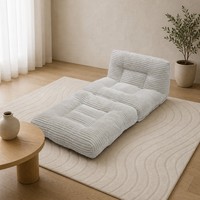 Canapé-lit bean bag VERNSSY blanc crème, emballé en boîte, expansion rapide, éponge haute densité, velours côtelé, pour chambre d'enfant, coin lecture, canapé familial