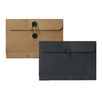 Sobres Ecológicos de Papel Kraft Negro para Documentos, Carpetas con Botón y Cierre de Cuerda, Personalizables con Logotipo, para Empaque de Tarjetas de Regalo