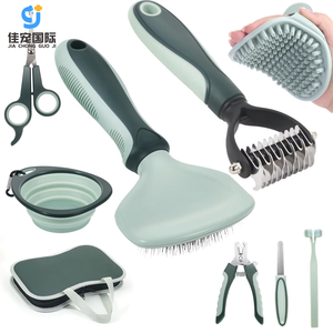 Kit de brosses à poils pour animaux de compagnie 9 en 1 avec coupe-ongles - Brosse de toilettage pour chiens et chats en plastique et silicone - Product Image 1