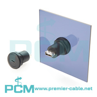 Connecteur de montage sur panneau rond 22 mm USB-C femelle vers USB-A femelle, coupleur traversant pour montage sur châssis d'armoire
