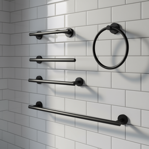 Juego de Toallero de Pared de 6 Piezas de Acero Inoxidable Negro, Accesorio de Baño Minimalista - Product Image 2