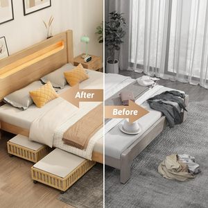 Contenedores de Almacenamiento Modernos de Bambú para Cama, Cajas para Zapatos, Cajones con Ruedas para Debajo de la Cama, Organizador de Bolsas, Sábanas, Ropa, Yuepeng - Product Image 5
