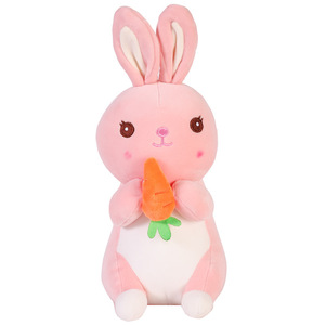 Conejito Morado de Peluche, Juguete de Ganchillo de Algodón Suave, Juguetes de Animales de Pascua, Muñeco de Conejo Grande de Orejas Largas con Zanahoria para Bebés - Product Image 2