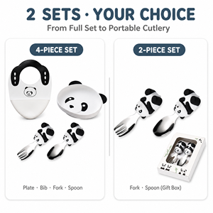 <span class=keywords><strong>Set</strong></span> Plato Silicona Panda Grado Alimenticio Libre BPA Ventosa Bebé Niños Destete Alimentación Infantil Vajilla - Product Image 3