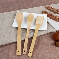 Cuillère de cuisine, ustensiles de cuisine pour casseroles et poêles antiadhésives, spatule de cuisine, fourchette à mélanger, ensemble d'ustensiles en bambou pour la maison