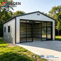 Cobertizo Metálico Industrial Galvanizado, Pequeña Nave Prefabricada de Acero, Cochera Modular para Exteriores, Almacén de Alta Resistencia