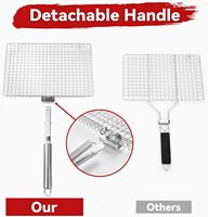 Panier de cuisson RTT en acier inoxydable extra large avec poignée détachable pour grillades de poisson, crevettes et légumes - Idéal pour barbecue extérieur et cuisine en camping