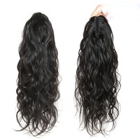 Nouvelle mode : Extensions de cheveux queue de cheval blondes à pince, en cheveux indiens Remy, bouclées crépues, installation facile, directement de l'usine