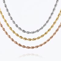 Chaîne de corde étanche en acier inoxydable pour hommes et femmes, collier torsadé en argent 316L, excellente qualité