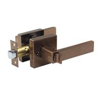 Manija de Puerta Contemporánea Cuadrada sin Llave, Acabado Negro Mate, para Exteriores, Izquierda/Derecha, Cerradura para Habitación, Distancia entre Ejes de 60 mm