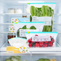 Sacs à soufflets latéraux multi-tailles personnalisés - Pochettes refermables et réutilisables pour aliments pour animaux et fruits/légumes avec étiquette de date