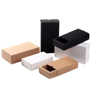 กล่องของขวัญกระดาษคราฟท์สีน้ำตาลขายส่งจากโรงงาน กล่องกระดาษแข็งแบบลิ้นชักบุฟองน้ำเคลือบยูวี ปั๊มฟอยล์ทอง - Product Image 3