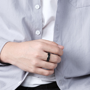 Anillo de Acero de Tungsteno Negro para Hombre, 4mm 6mm 8mm, con Incrustaciones de Seda de Hielo y Engaste de Canal, Joyería de Moda, Regalo - Product Image 3