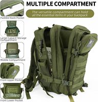 Sac à dos tactique 45L Sac Molle 3 jours Pack pour hommes et femmes Grand sac à dos d'assaut