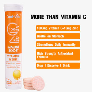 Suplemento Inmunológico de Marca Blanca, Tableta Efervescente de Vitamina C 1000mg + Zinc de Alta Calidad, Tubo Seco Personalizado con Sabor a Naranja, Certificado GMP 20 - Product Image 3