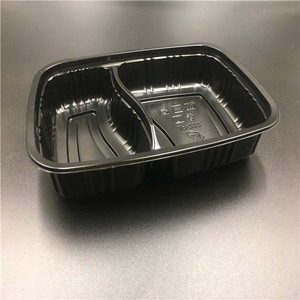 Kotak Kemasan Makanan Sekali Pakai Plastik CPET Grosir, Wadah Makanan 3 Kompartemen Persegi Panjang dengan Tutup Transparan - Product Image 5