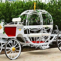 Chariot de mariage type cendrillon, 8 pièces, accessoire de luxe pour l'extérieur, pas cher, imprimé citrouille, vente en gros