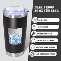 Gobelet isotherme double paroi en acier inoxydable de 20 oz avec couvercle en plastique, écologique, pour le café en gros et les fêtes