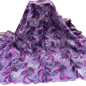 Новейшая ткань Африканская французская кружевная ткань фиолетовые Блестки Кружева свадебное платье тюль кружева для женщин ткань и свадебное платье - Product Image 1