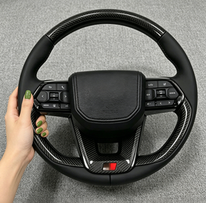 Volante de Fibra de Carbono <span class=keywords><strong>GR</strong></span> para <span class=keywords><strong>Toyota</strong></span> Land Cruiser LC300 Prado LC250 Tundra Tacoma Sequoia, Volante Deportivo Personalizado de Madera - Product Image 4