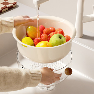 Double Layer Round Kitchen Drain Basket Food Grade PP Sink Vegetable Washing Basket For Fruits And Vegetables - Product Image 1