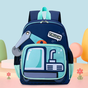 Neuer Kinder-Bagger-Cartoon-Schulrucksack, wasserdicht, kleiner bis mittelgroßer Klassenrucksack für Kleinkinder und Jungen im Kindergarten - Product Image 1