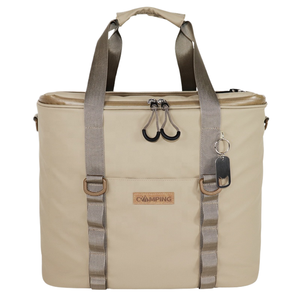 Custom Classic Style Large Capacity Waterproof Insulated Thermal Cooler Bag Geometric Pattern Polyester Zipper Handle Outdoor - Product Image 1