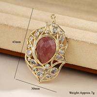 Pendentif en filigrane orné en forme de goutte d'eau, plaqué or 18 carats, avec pierres précieuses naturelles multiples, pour la création de colliers