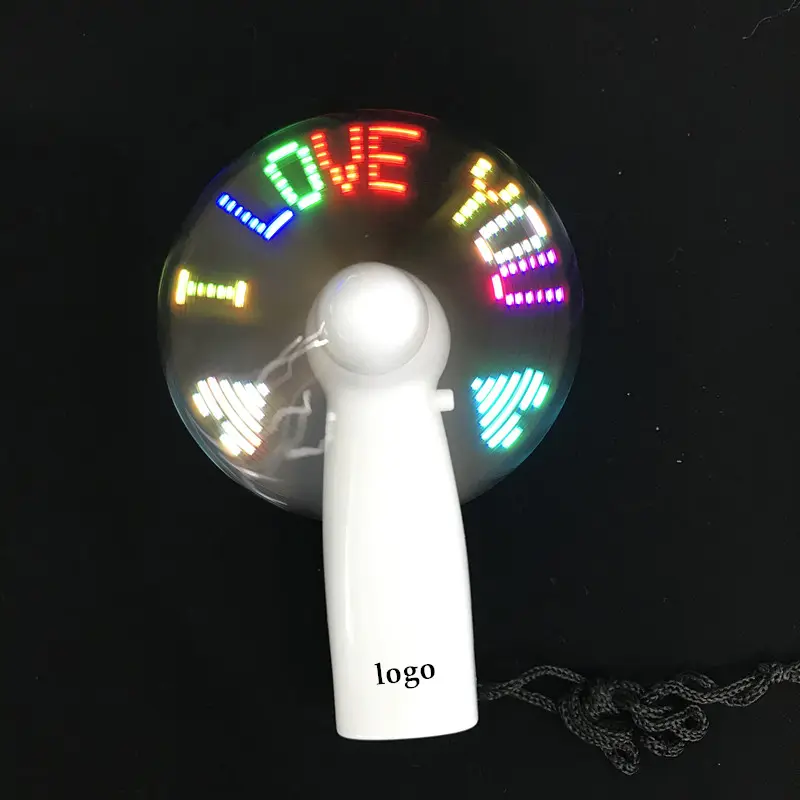 Neue Werbung Werbe geschenke LED-Nachricht blinkt tragbare Mini-Lüfter Handheld LED-Text Fan benutzer definierte Logo Business-Geschenk