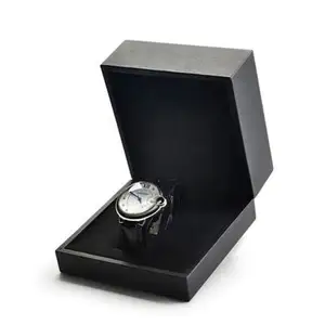 卸売古典的な黒 Pu レザープラスチック製の時計包装箱在庫