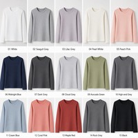 Maglia Termica in Pile 280G a Maniche Lunghe da Donna, Vestibilità Slim, Calda con Fodera Spazzolata, Top Morbido in Misto Cotone Pettinato, Sottomaglia Invernale