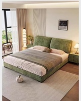 Lit de massage moderne minimaliste français réglable, gain de place, taille King, en velours doux avec rangement et cadre en bois