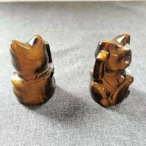 Piedra tallada a mano Natural, Gema de la suerte, Ojo de tigre amarillo, escultura de estatua para regalo - Product Image 5