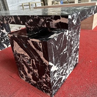 Bureau de direction en marbre Calacatta Viola noir, surface solide de luxe moderne, taille personnalisée, pierre véritable, bureau à domicile pour PDG