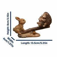 DH4 Balançoire de Ferme, Lapin, Hérisson - Animaux Mignons, Décoration pour Plantes Succulentes, Artisanat en Résine, Petite Figurine