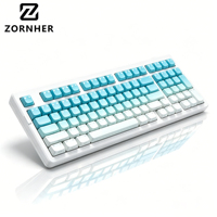 Teclado Mecánico Personalizado Zornher ZH980 Minty Meow TKL, Retroiluminación RGB, Interruptores Intercambiables en Caliente, Perfil de Sonido Cremoso, Inalámbrico de 2.4GHz