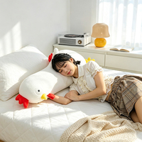 Vente directe usine : Peluche poulet longue et douce, coussin décoratif bicolore en forme de coq, idéal pour la maison, le canapé, ou comme cadeau.