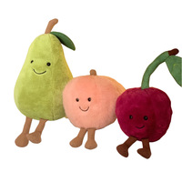 Ensemble de peluches aux fruits doux - Poupées en peluche pêche et poire, peluches alimentaires Kawaii pour la décoration de la chambre des enfants