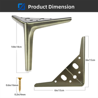 Patas Cónicas Modernas de Acero Inoxidable Cepillado de Alta Resistencia para Muebles de Comedor, Cocina y Hotel