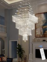 Lustre Jeesin carré personnalisé en fer et cristal, design goutte de pluie, moderne et luxueux, LED E26, pour intérieur, escalier long, AC, blanc chaud, intensité variable, haute luminosité