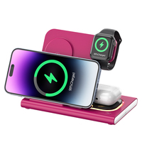 Station de charge sans fil pliable 4 en 1 Station de charge rapide universelle avec lumière LED pour écouteurs de montre de téléphone
