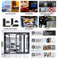 Portes pliantes en aluminium insonorisées EEHE pour salon et patio, portes pliantes en verre pour balcon extérieur