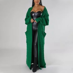여성 가을 겨울 의류 긴 소매 도매 여성 맥시 긴 카디건 코트 니트 스웨터 - Product Image 4