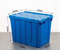 Conteneur et caisse de rangement en plastique empilable de qualité alimentaire, robuste, pour le déménagement, avec couvercles à charnières