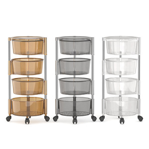 4-Tier Detachable Black Eco-Friendly Plastic Kitchen <strong>Rack</strong> Rotating Basket Cart Wheels <strong>Veggies</strong> Fruits Storage - Product Image 6