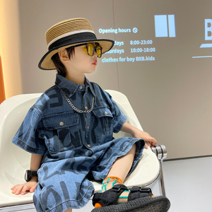 Nuovo Completo Estivo in Denim per Bambini 2026, Set Due Pezzi con Camicia a Maniche Corte Sottile, Abbigliamento Trendy e Fresco per Bambini - Product Image 5