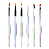 Ensemble de pinceaux à ongles de qualité supérieure, poils flexibles, manche irisé Aurora, pour salon et manucure à domicile