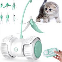 Jouet pour chat de créateur expérimenté avec accessoires de plumes interchangeables multiples, voiture télécommandée pour les entreprises mondiales de produits pour animaux de compagnie